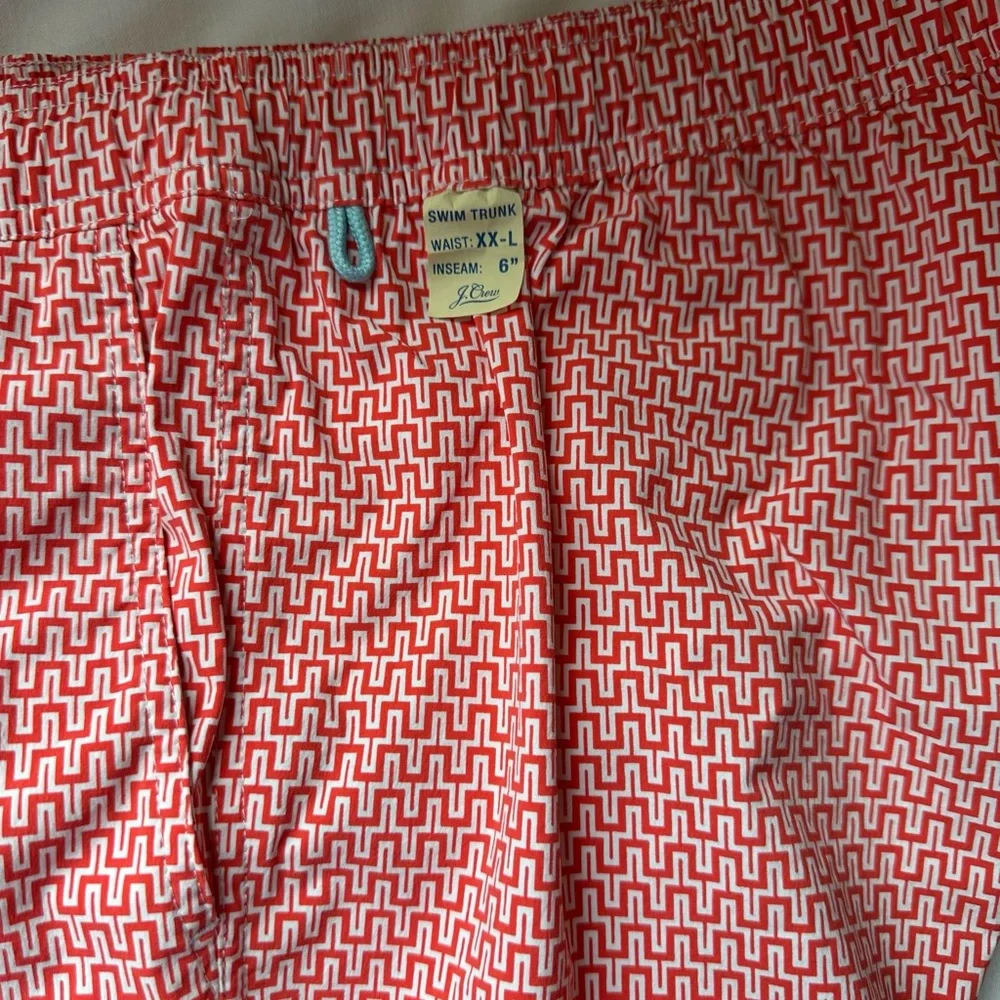 J. Crew Red and White Swim Trunks. Size XXL.